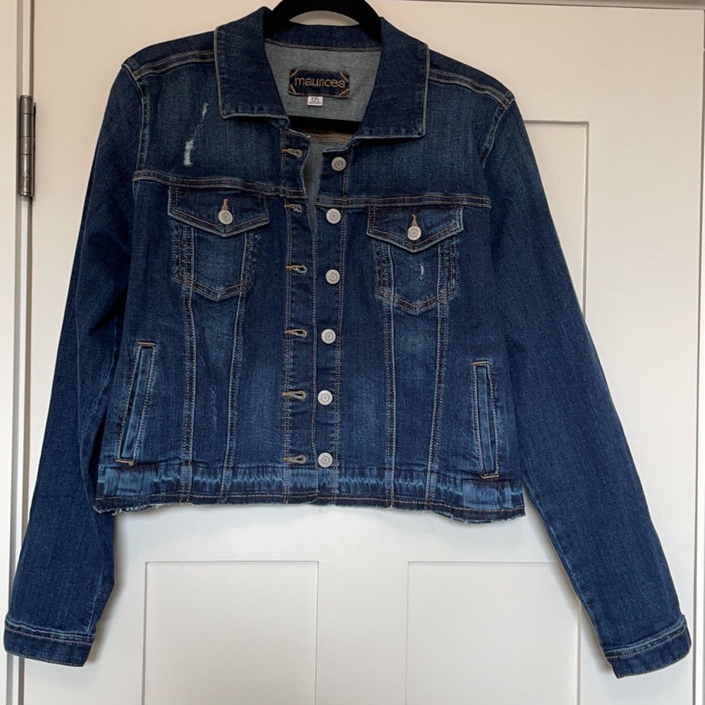Maurices Raw Hem Cropped Distressed Denim Jacket
